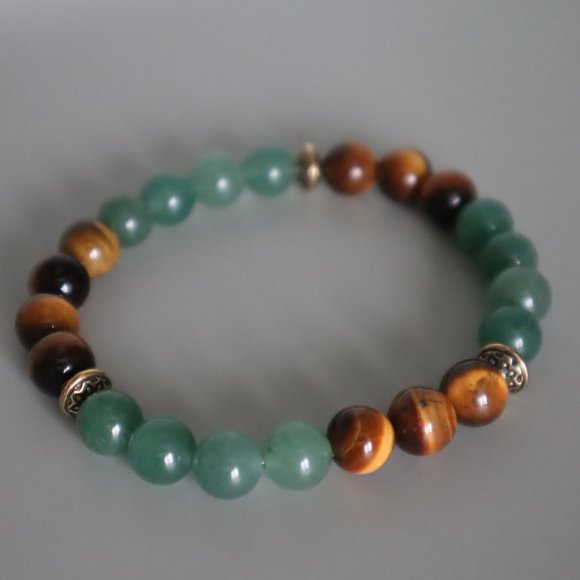 Tiger's Eye and Aventurine Stretch Bracelet - Picture 6 of 10